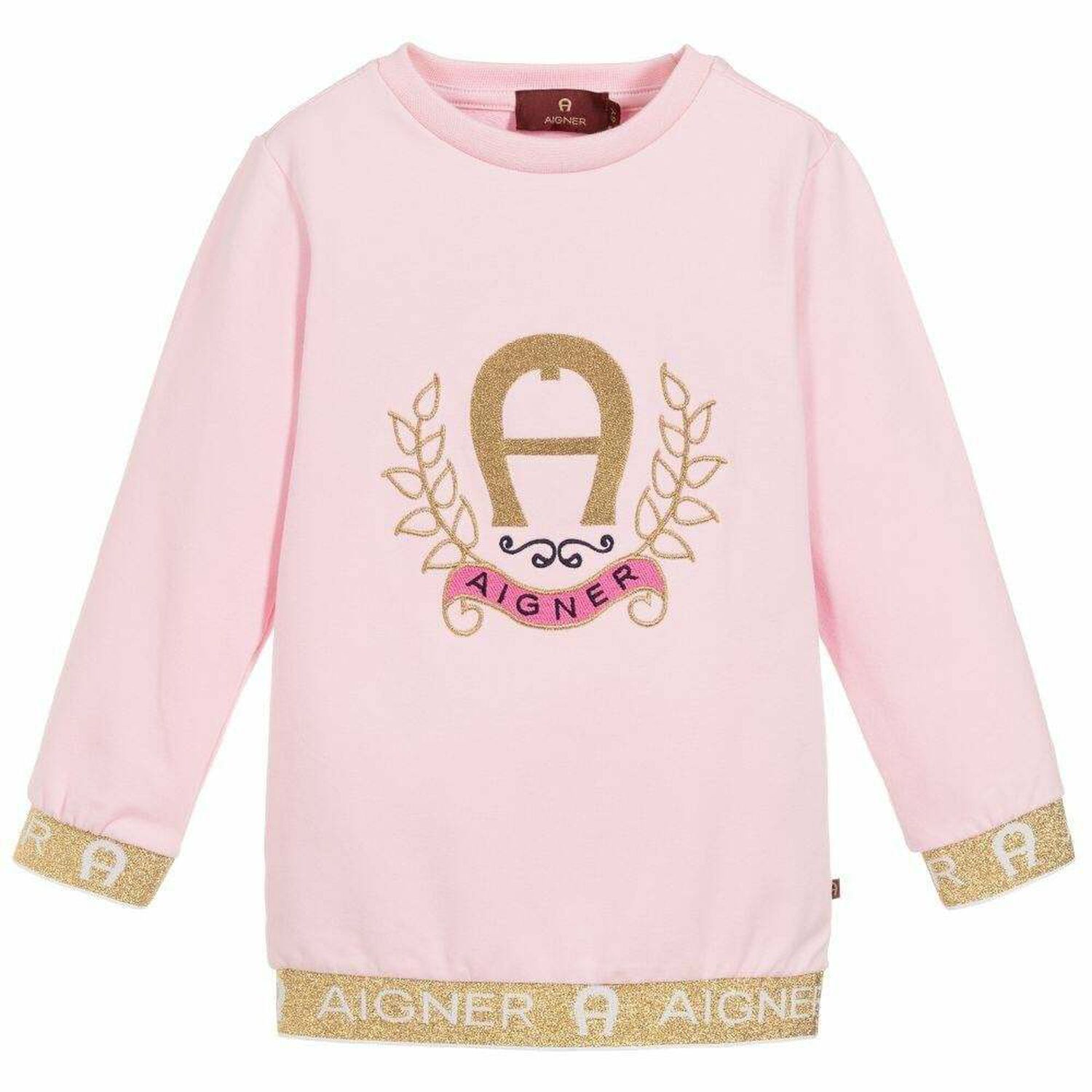 Girls Pink Logo Sweatshirt, 1, hi-res