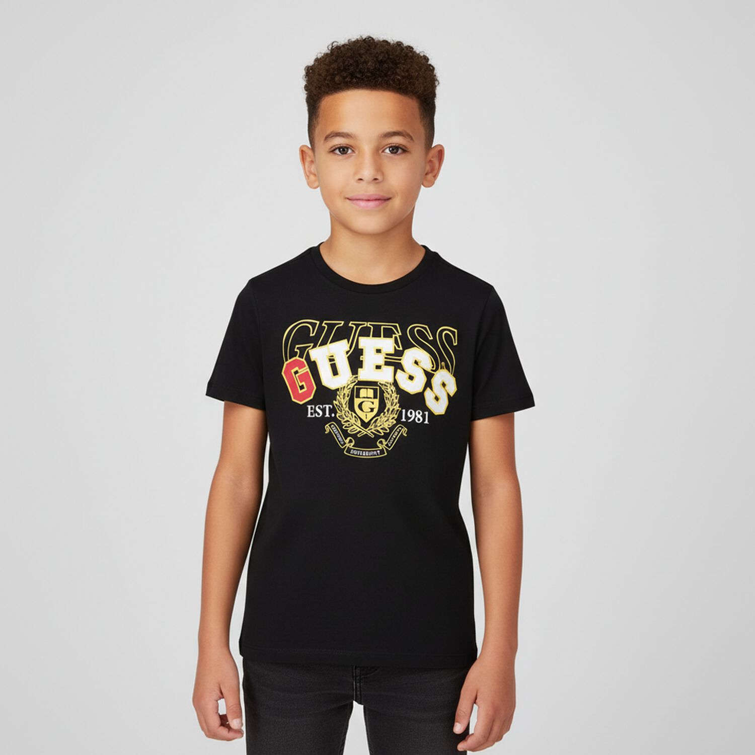 Boys Black Logo T-Shirt, 4, hi-res