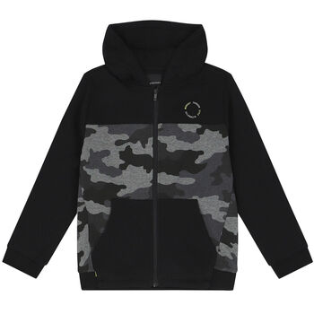 Boys Black Camo Zip Up Top