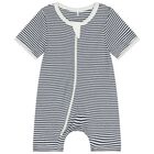 Baby Boys White & Navy Blue Rompers ( 2 Pack ), 2, hi-res