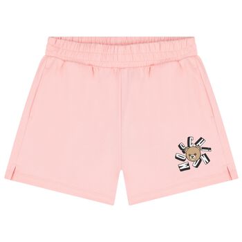 Girls Pink Teddy Bear Logo Shorts