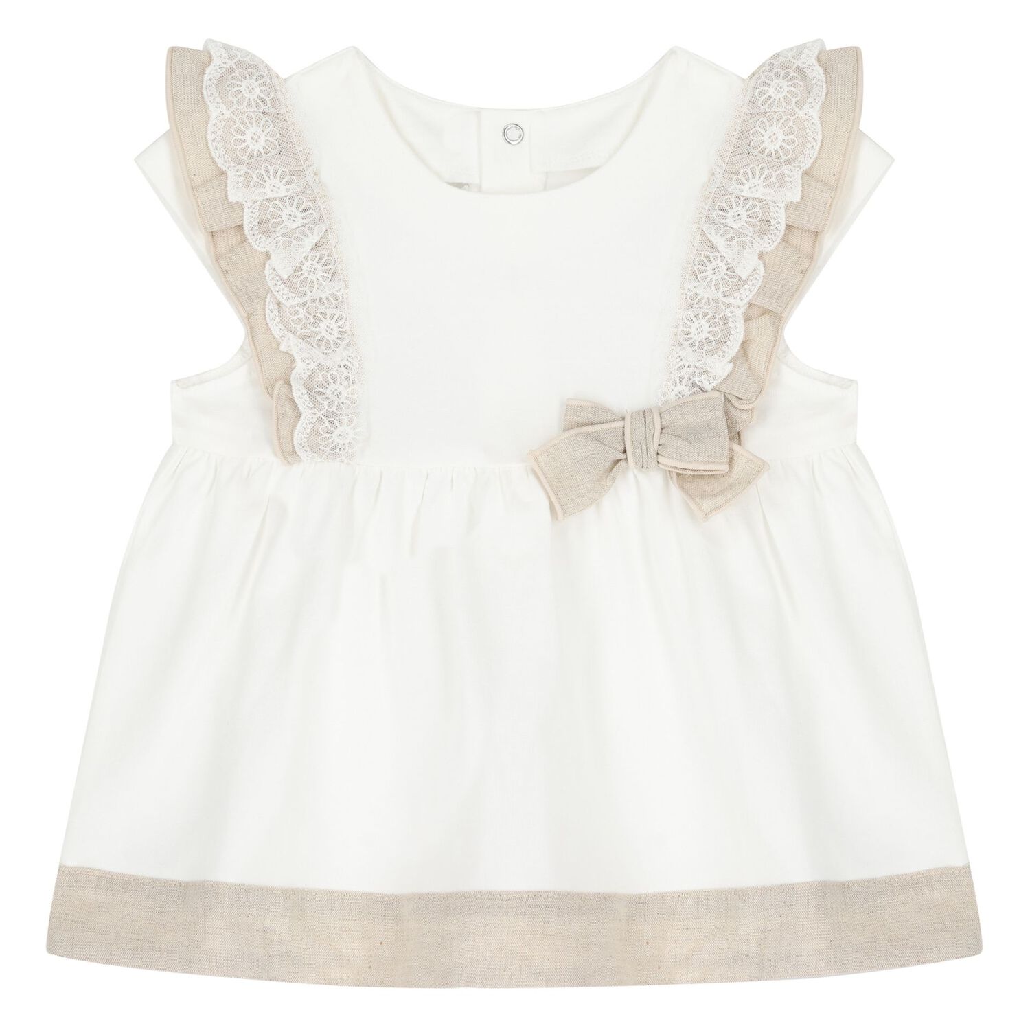 Younger Girls Ivory & Beige Dress Set, 1, hi-res image number null