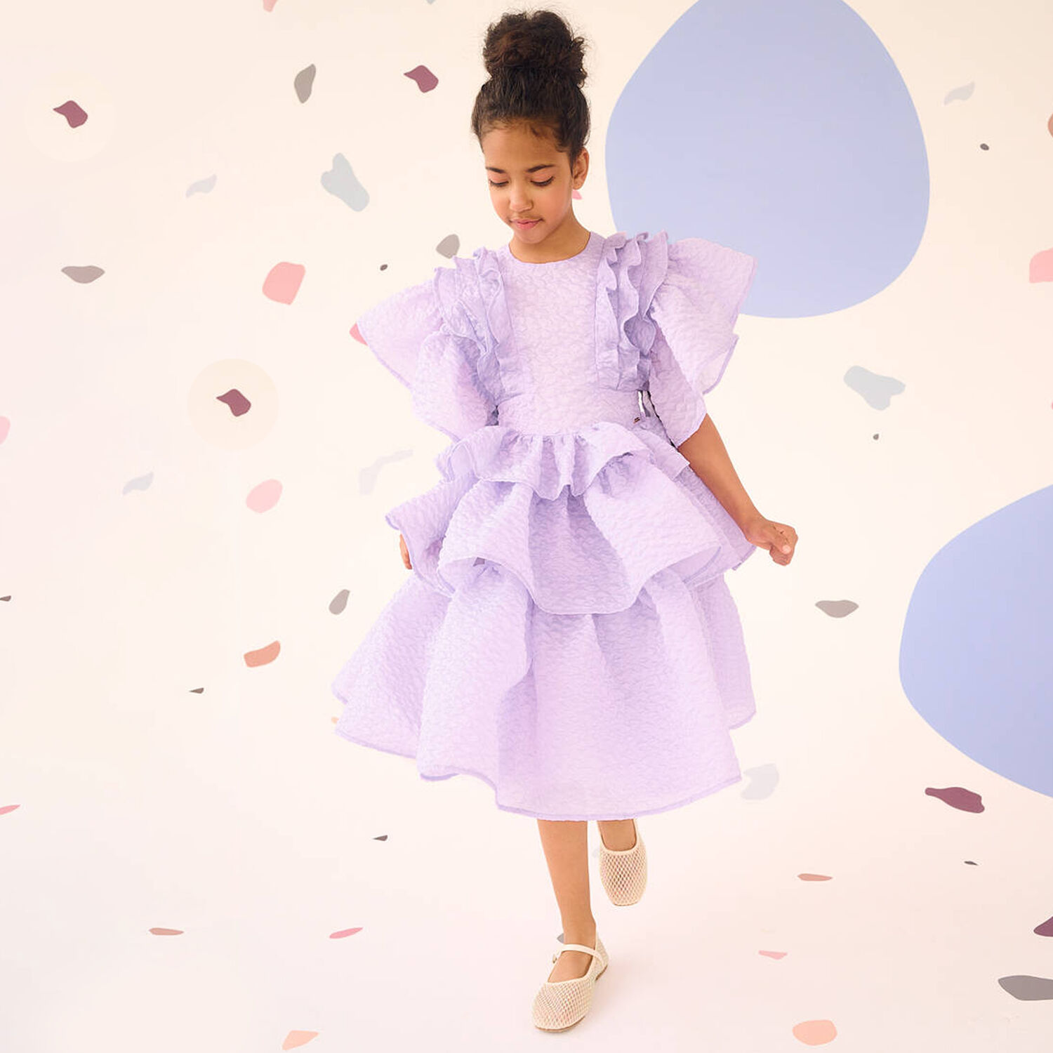 Girls Lilac Ruffled Dress, 1, hi-res image number null