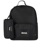 Boys Black Canvas Backpack, 1, hi-res