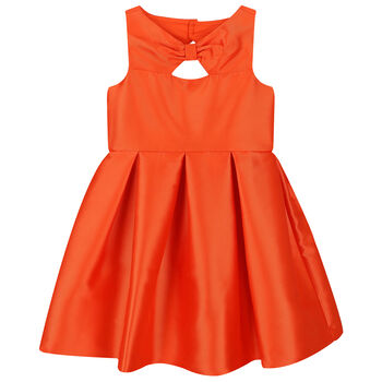 Girls Orange  Satin Dress