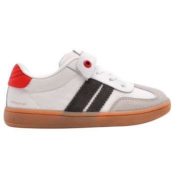 Boys Ivory & Red Trainers
