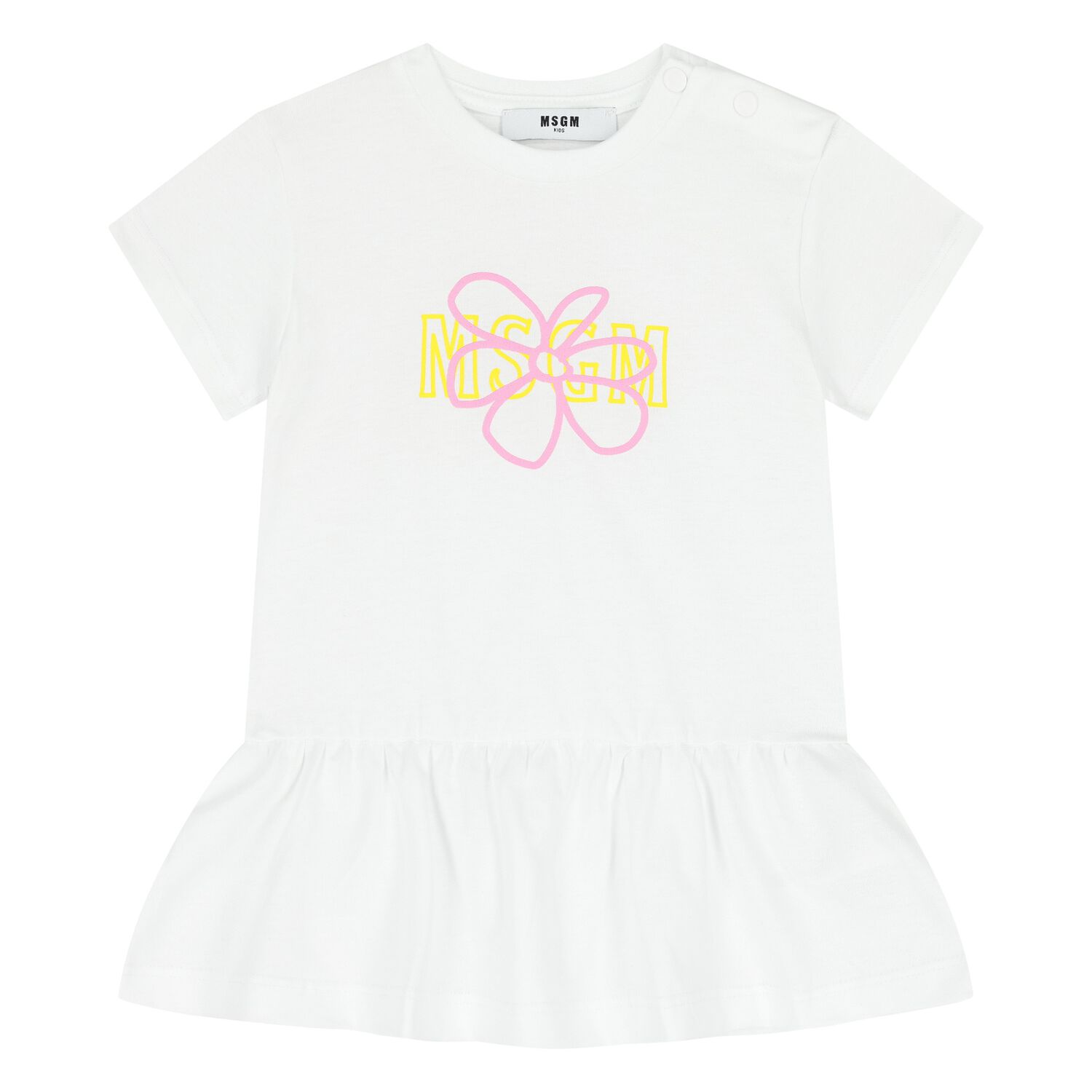 Younger Girls White Logo Flower Dress, 1, hi-res image number null