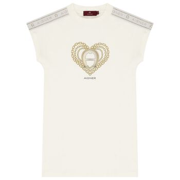 Girls Ivory Logo Heart Dress