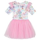 Girls Pink Unicorn Tulle Dress, 1, hi-res