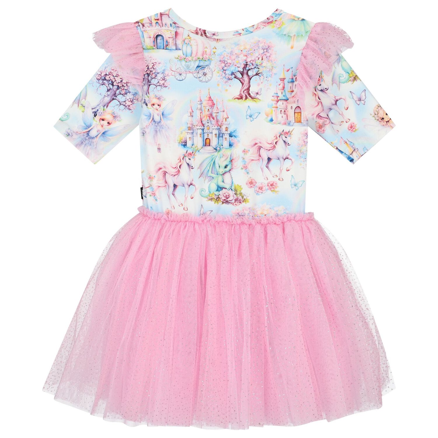 Girls Pink Unicorn Tulle Dress, 1, hi-res image number null