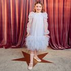 Girls Blue Embellished Tulle Dress, 1, hi-res