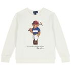 Boys White Polo Bear Sweatshirt, 1, hi-res
