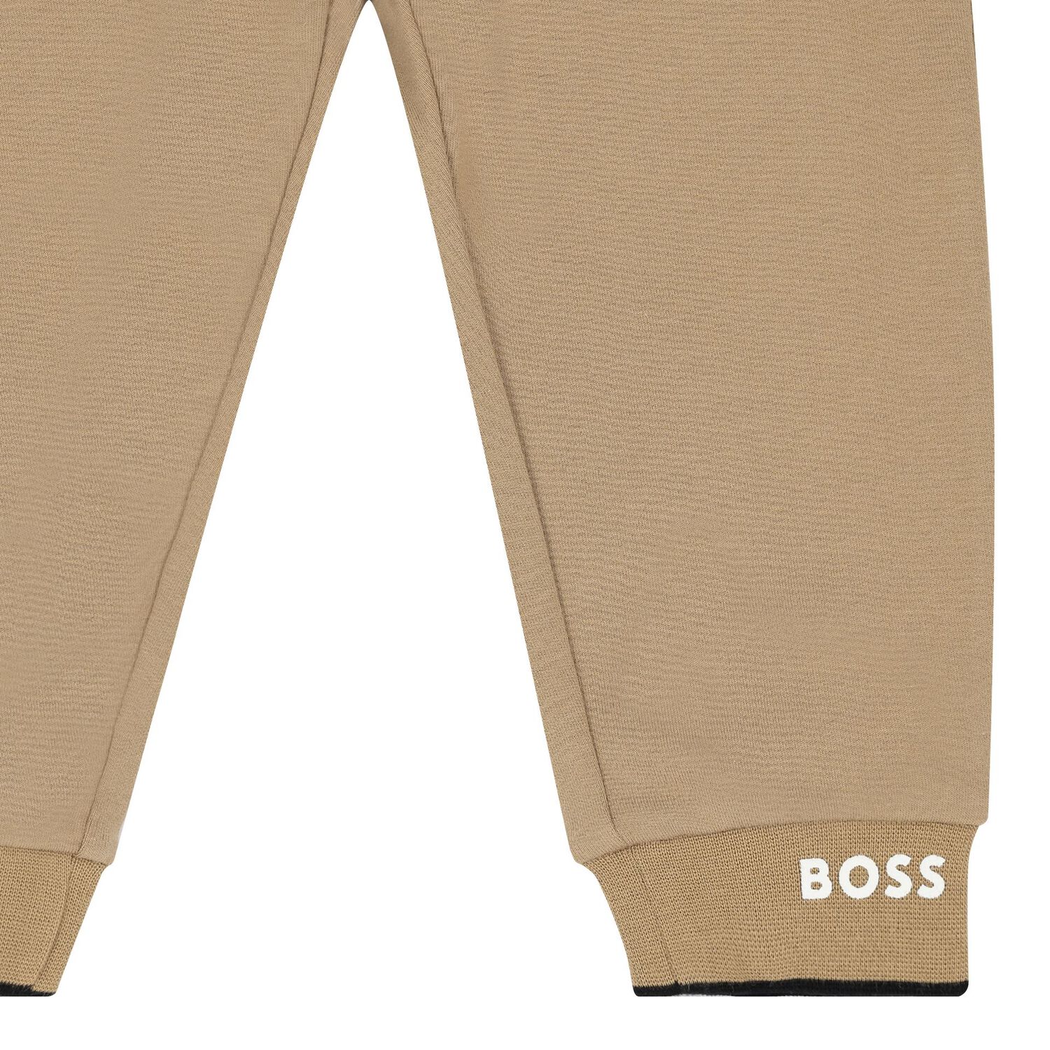 طقم بدلة رياضية أولاد بالشعار باللون البيج, 1, hi-res