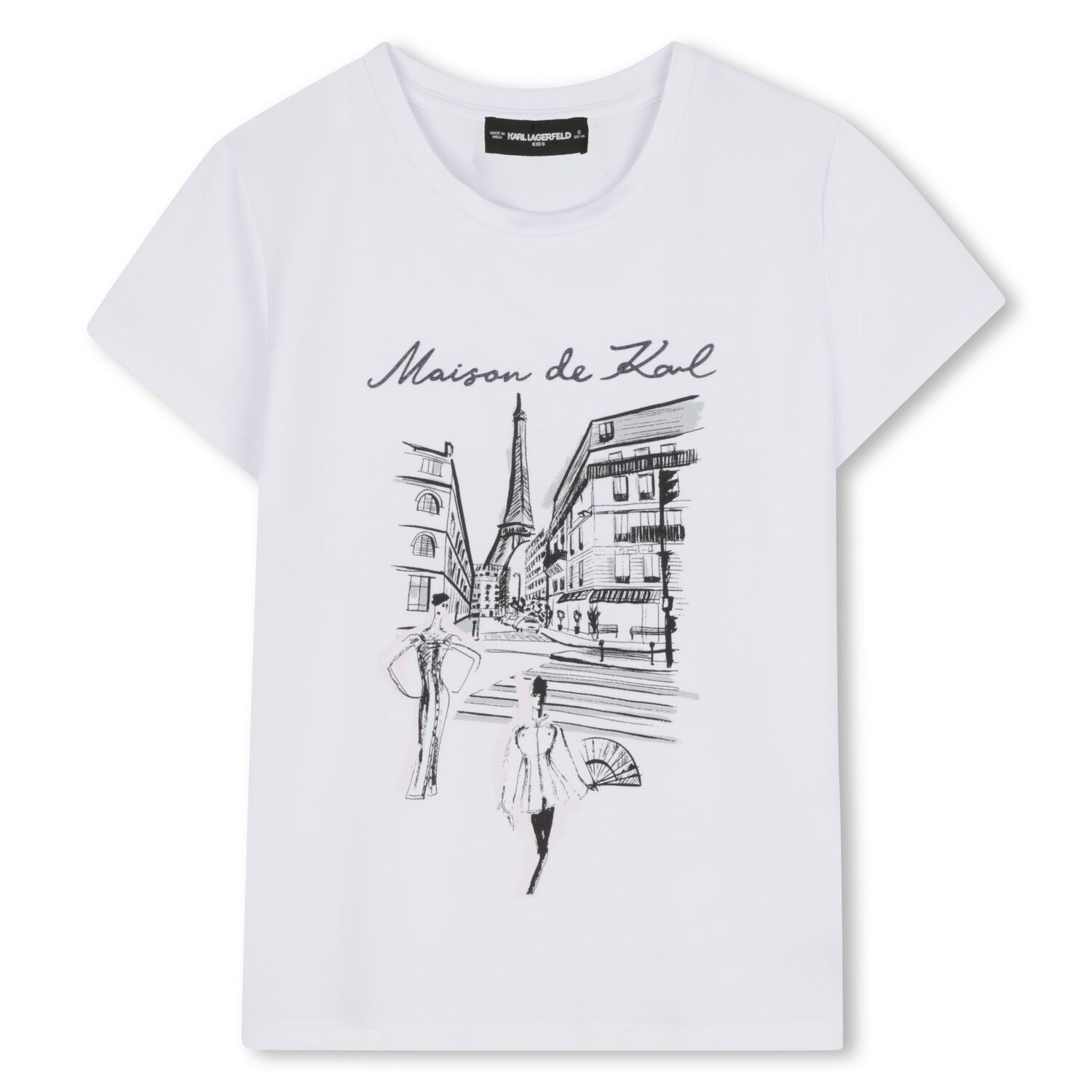 Girls White Paris Street T-Shirt , 1, hi-res