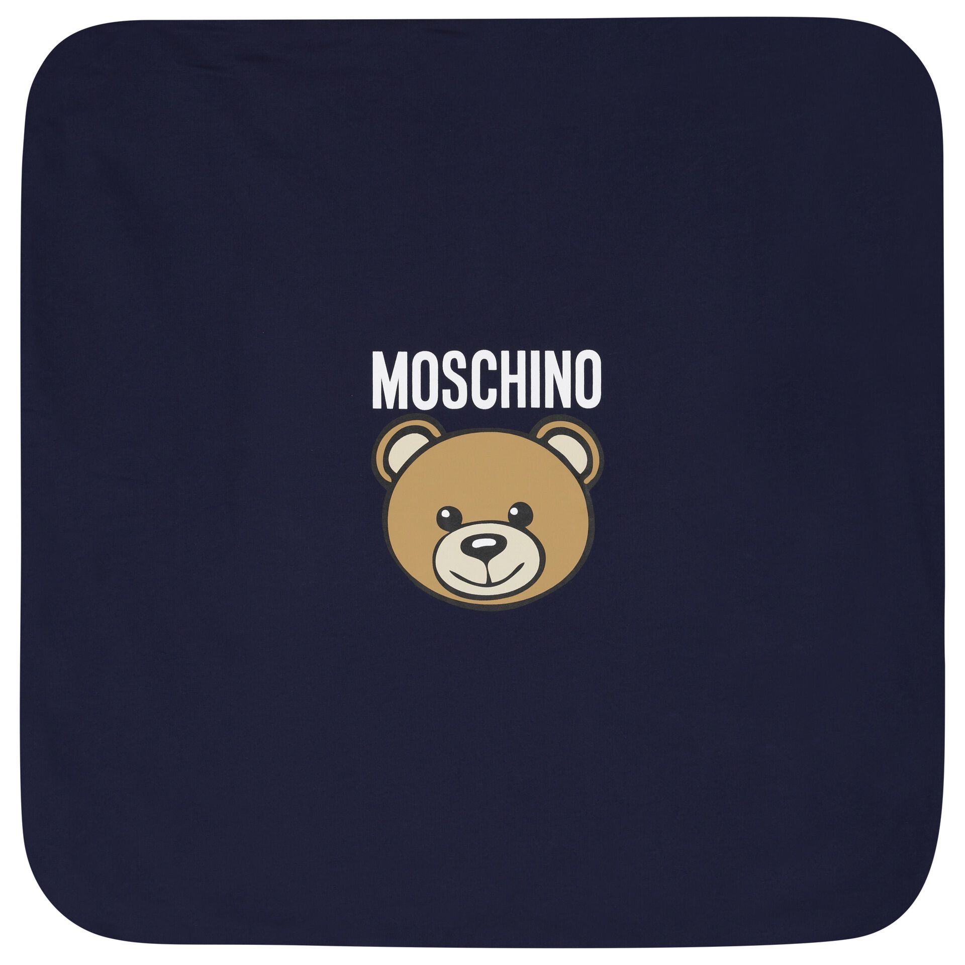 Moschino Navy Blue Teddy Bear Logo Baby Blanket Junior Couture UAE