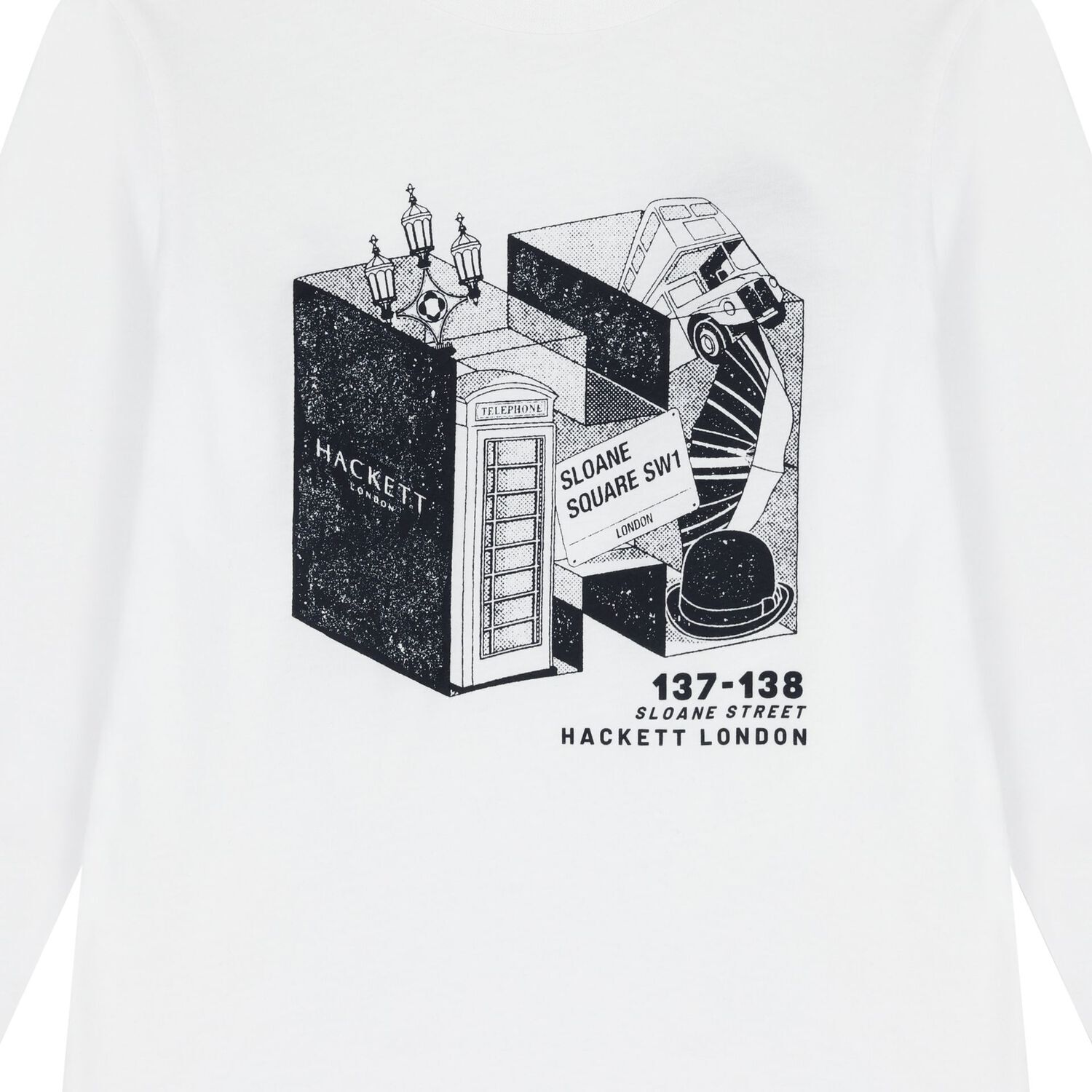 Boys White Logo Long Sleeve Top, 1, hi-res