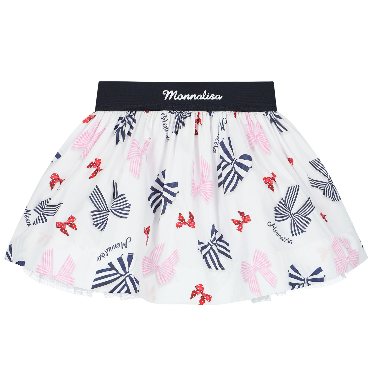 Younger Girls White Bows & Logo Dress, 1, hi-res