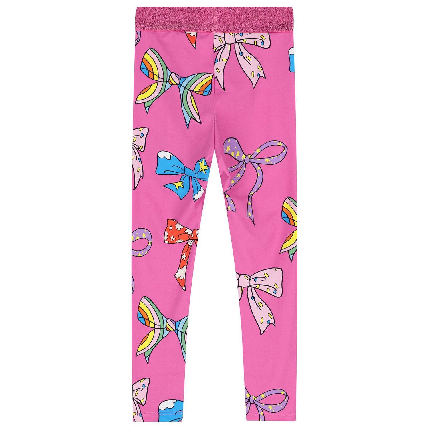 Girls Pink Bow Leggings      , 1, hi-res