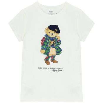 Girls White Polo Bear T-Shirt
