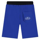 Younger Boys Blue Logo Shorts, 1, hi-res