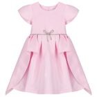 Girls Pink Embellished Satin Dress, 1, hi-res