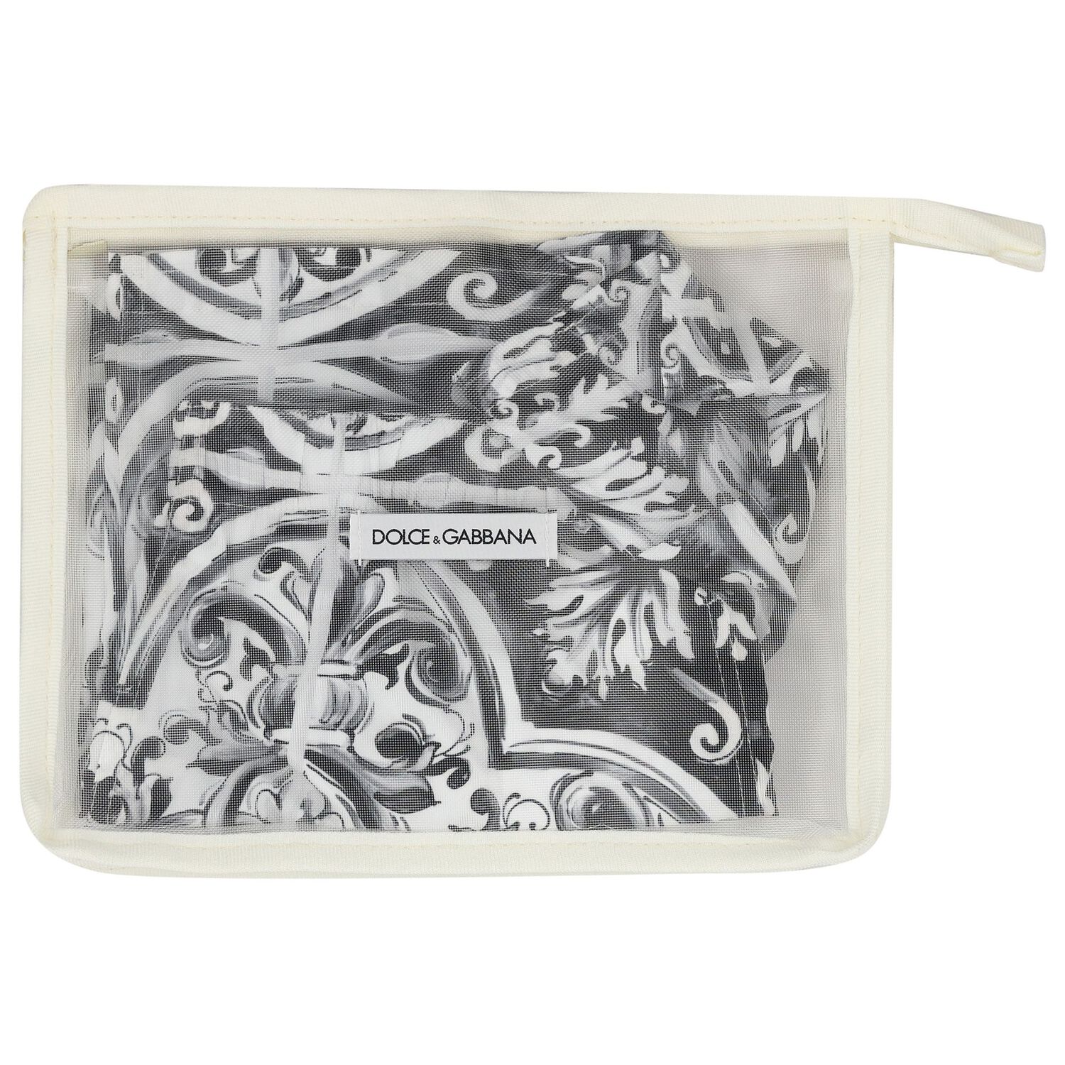 Boys Black & White Majolica Swim Shorts, 1, hi-res