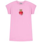 Girls Pink Teddy Bear Dress, 2, hi-res