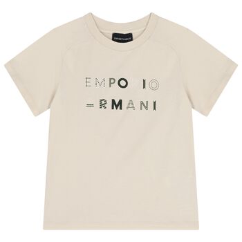 Boys Beige Logo T-Shirt