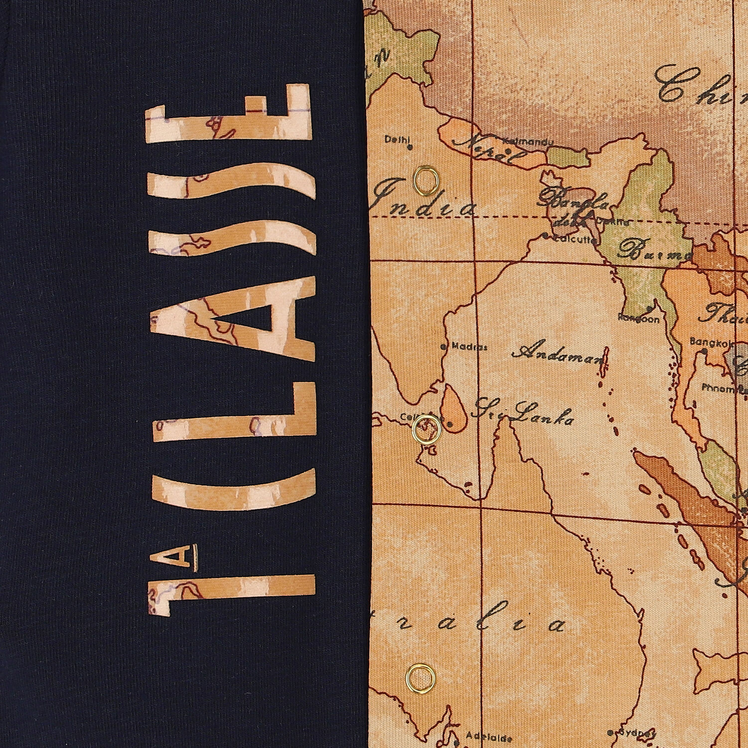Beige & Navy Blue Logo Geo Map Babygrow, 1, hi-res image number null
