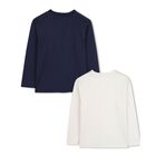 Boys Navy Blue & White Long Sleeve Top ( 2-Pack ), 1, hi-res