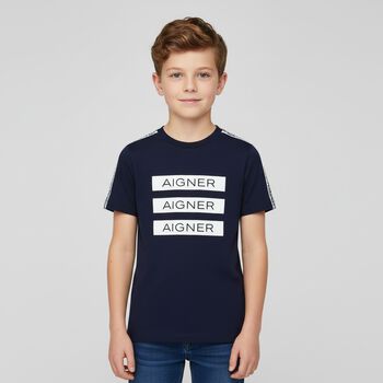 Boys Navy Blue Logo T-shirt