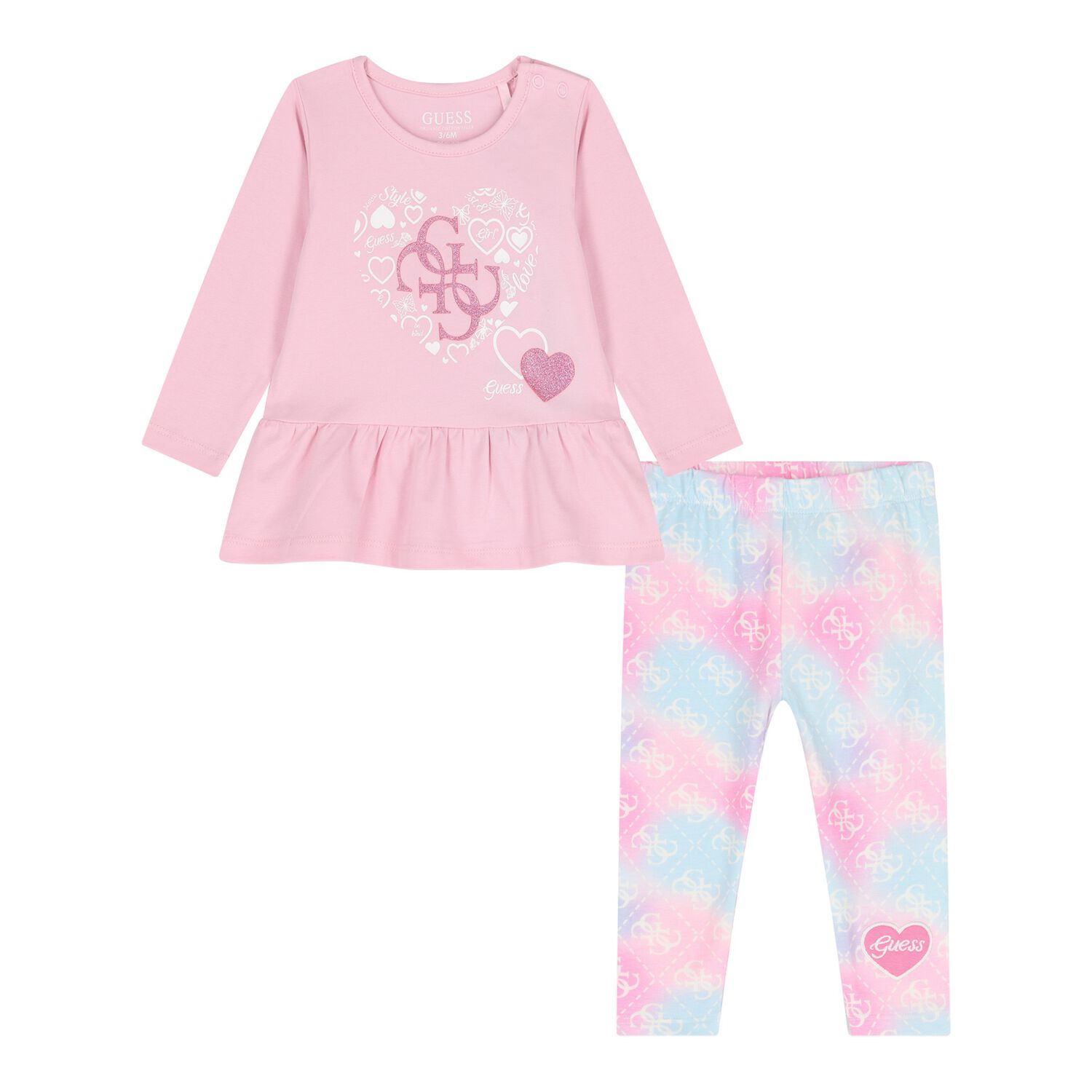 Baby Girls Pink & Blue Logo Leggings Set, 1, hi-res