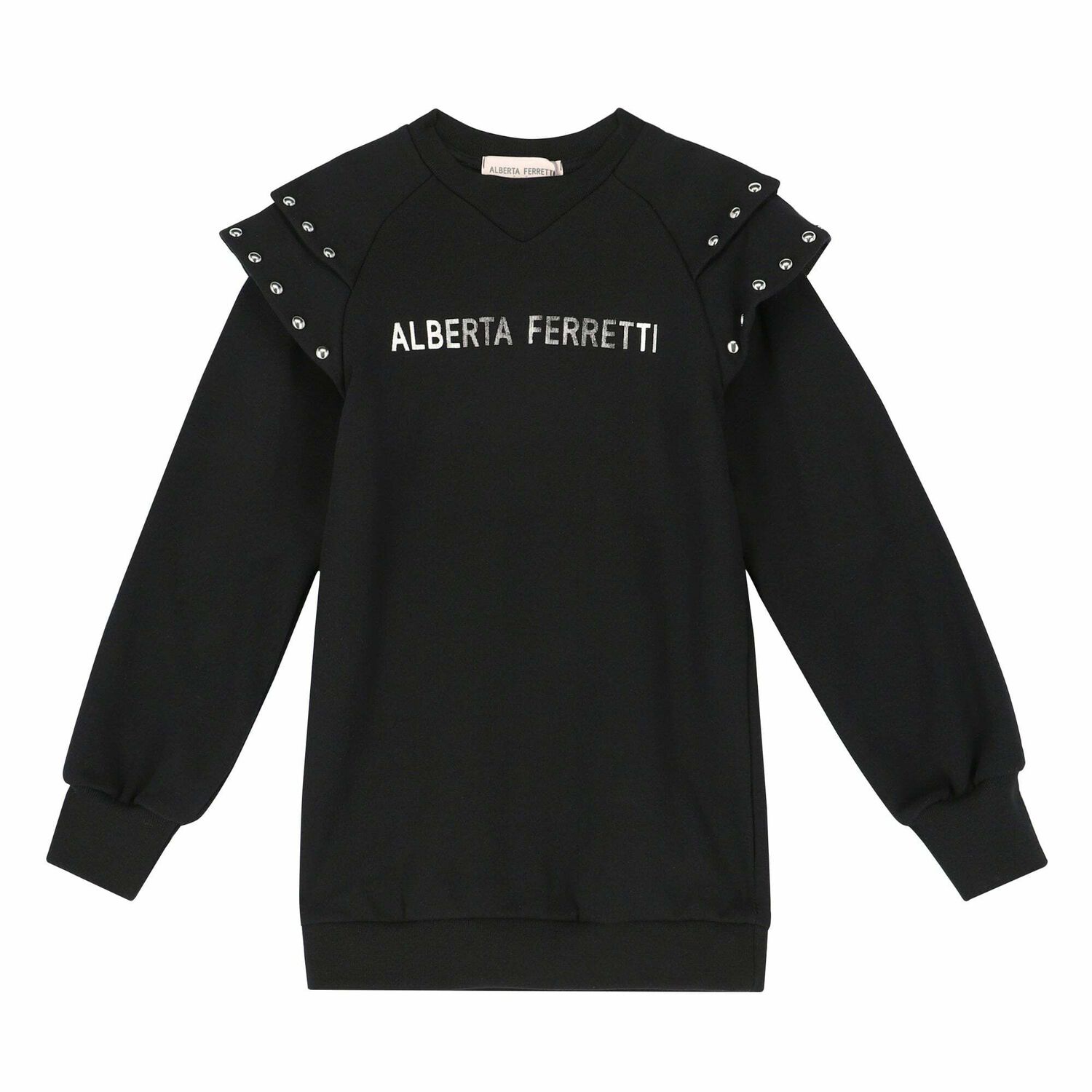 Girls Black Logo Sweatshirt Dress, 1, hi-res image number null
