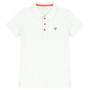 Boys White Logo Polo Shirt