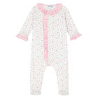 Baby Girls White & Pink Floral Babygrow, 1, hi-res