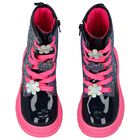 بوتس بنات مزين بالترتر  باللون الكحلي و الوردي , 1, hi-res