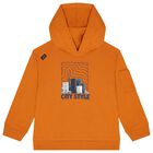 Boys Orange Hooded Top, 1, hi-res