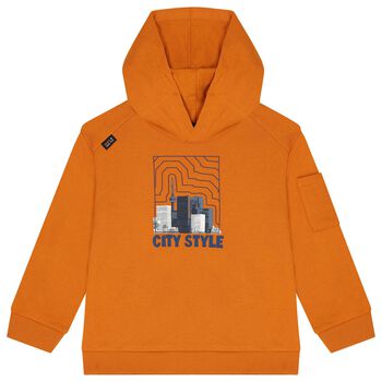 Boys Orange Hooded Top