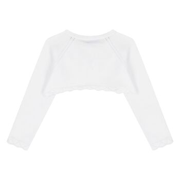 Younger Girls White Knitted Cardigan