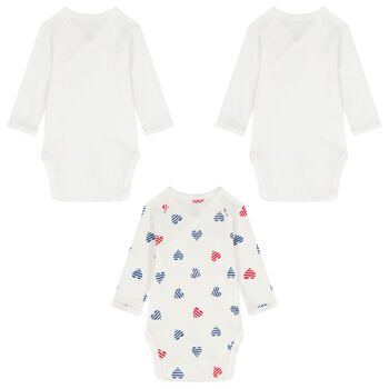 White Hearts Baby Bodysuit ( 3-Pack )