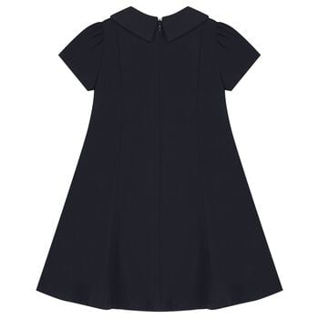 Girls Navy Blue Bow Dress
