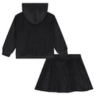 طقم تنورة قصيرة للبنات باللون الأسود , 1, hi-res