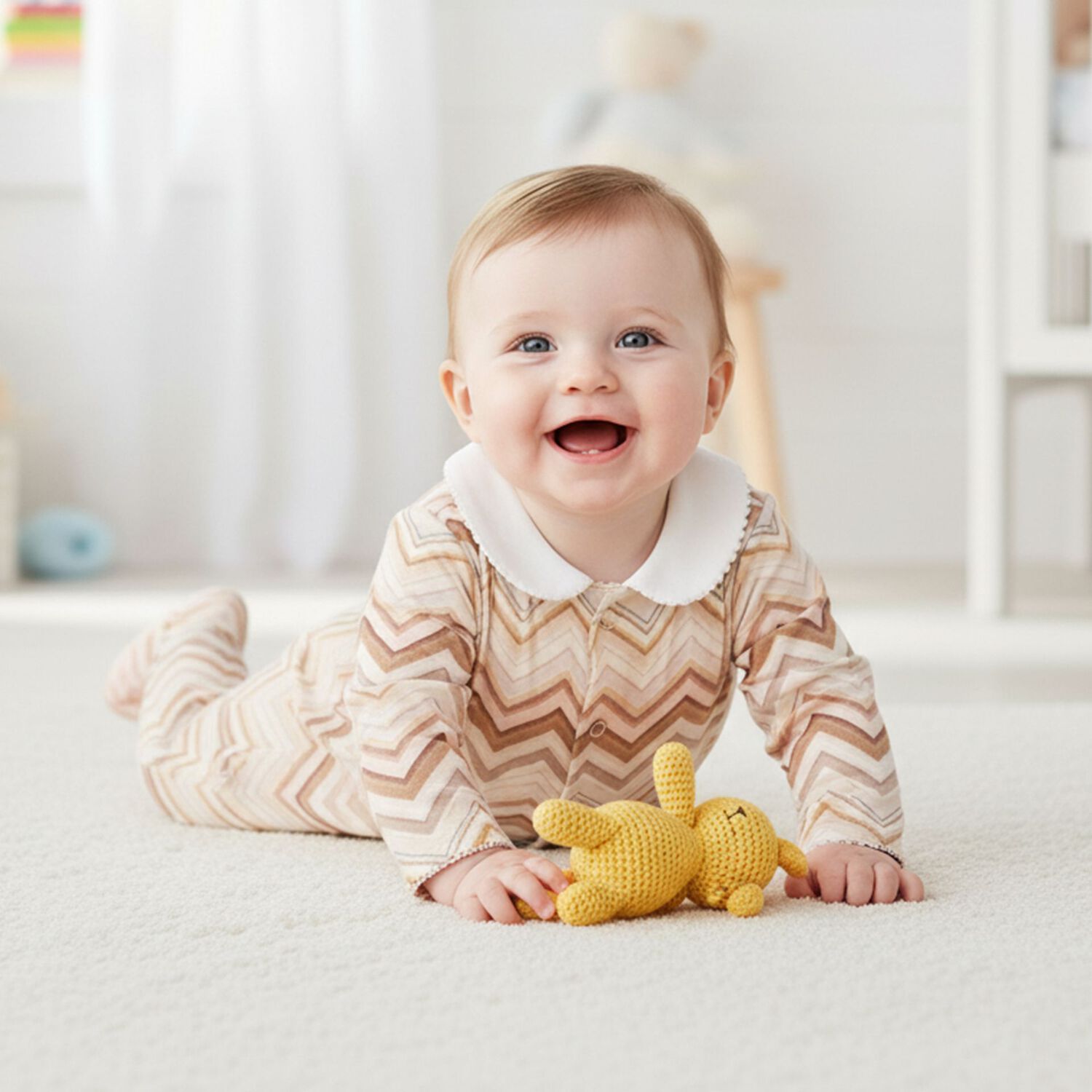 Mult-Coloured Zig Zag Babygrow, 4, hi-res