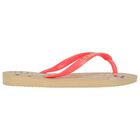 Girls Gold Hello Kitty Logo Flip Flops, 1, hi-res