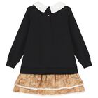 Girls Black & Beige Geo Map Dress, 2, hi-res