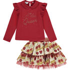 Girls Red & Ivory Crown Skirt Set, 1, hi-res