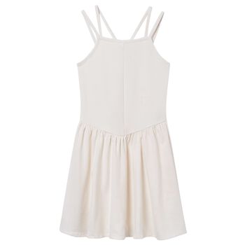 Girls Ivory Ribbed Dress