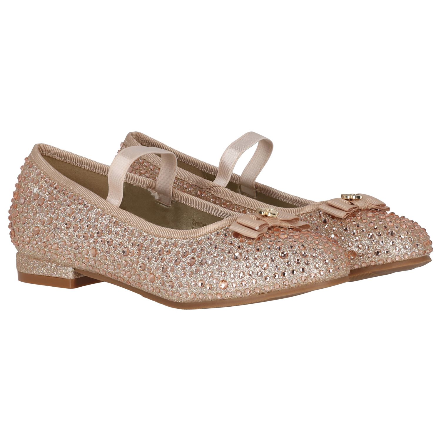 حذاء بنات مزين باللون الذهبي , 1, hi-res