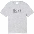 Boys Grey Logo T-Shirt, 4, hi-res