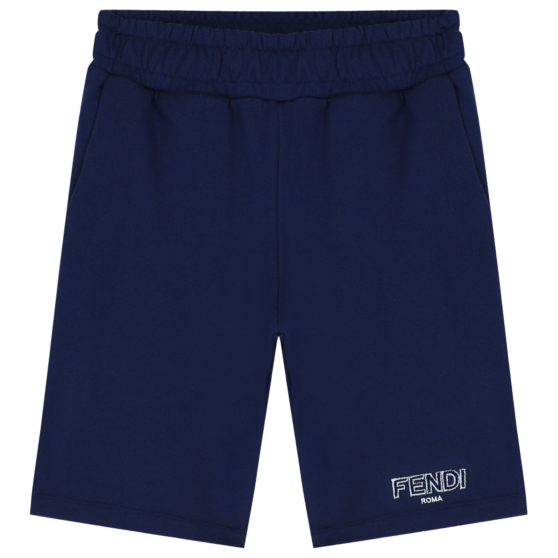 Fendi Boys Navy Blue Logo Shorts Junior Couture UAE